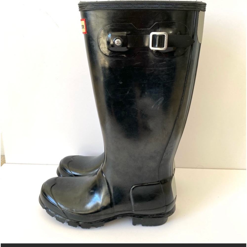 Hunter Girls Black Tall Rain Boots size 5